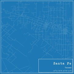Fototapeta premium Blueprint US city map of Santa Fe, Texas.