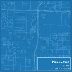 Blueprint US city map of Pasadena, Texas.