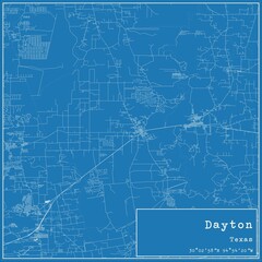 Blueprint US city map of Dayton, Texas.