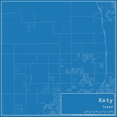 Obraz premium Blueprint US city map of Katy, Texas.