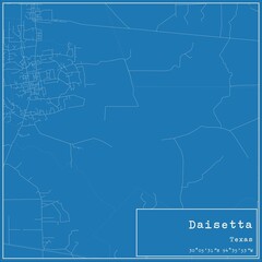 Blueprint US city map of Daisetta, Texas.
