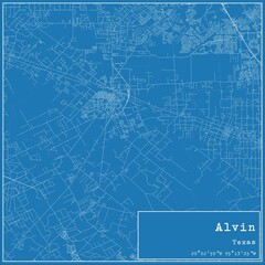 Blueprint US city map of Alvin, Texas.
