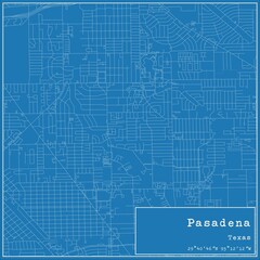 Obraz premium Blueprint US city map of Pasadena, Texas.
