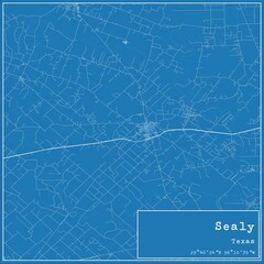 Blueprint US city map of Sealy, Texas.