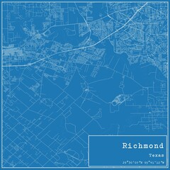 Blueprint US city map of Richmond, Texas.