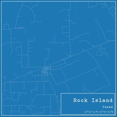 Blueprint US city map of Rock Island, Texas.