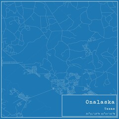 Fototapeta premium Blueprint US city map of Onalaska, Texas.