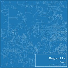 Blueprint US city map of Magnolia, Texas. © Rezona