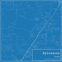 Blueprint US city map of Splendora, Texas.