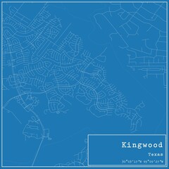 Blueprint US city map of Kingwood, Texas.