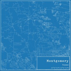 Blueprint US city map of Montgomery, Texas.