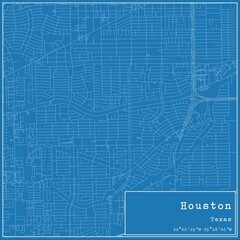 Obraz premium Blueprint US city map of Houston, Texas.