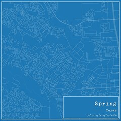 Blueprint US city map of Spring, Texas.