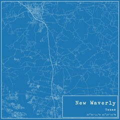 Blueprint US city map of New Waverly, Texas.