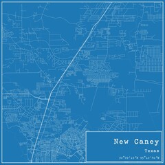 Blueprint US city map of New Caney, Texas.