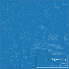 Fototapeta premium Blueprint US city map of Montgomery, Texas.