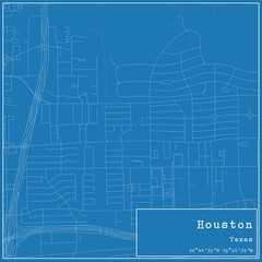 Obraz premium Blueprint US city map of Houston, Texas.