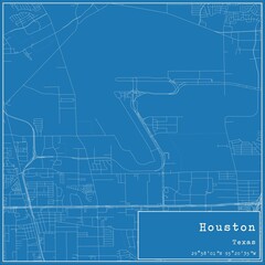 Fototapeta premium Blueprint US city map of Houston, Texas.