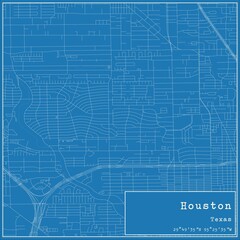 Obraz premium Blueprint US city map of Houston, Texas.