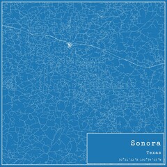 Blueprint US city map of Sonora, Texas.