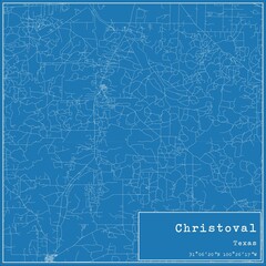 Fototapeta premium Blueprint US city map of Christoval, Texas.