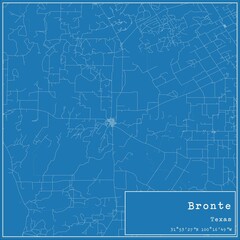 Blueprint US city map of Bronte, Texas. - obrazy, fototapety, plakaty