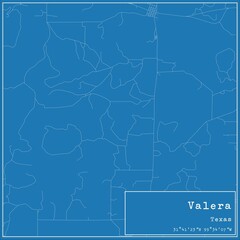 Blueprint US city map of Valera, Texas.