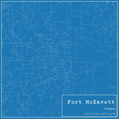 Blueprint US city map of Fort McKavett, Texas.