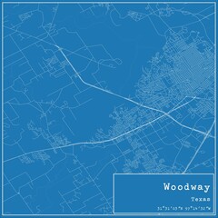 Blueprint US city map of Woodway, Texas.