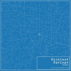 Blueprint US city map of Richland Springs, Texas.