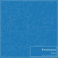 Blueprint US city map of Fredonia, Texas.