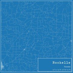 Blueprint US city map of Rochelle, Texas.