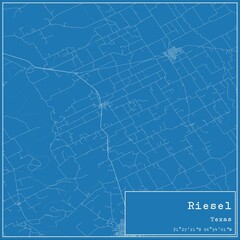 Blueprint US city map of Riesel, Texas.