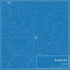 Blueprint US city map of Lometa, Texas.