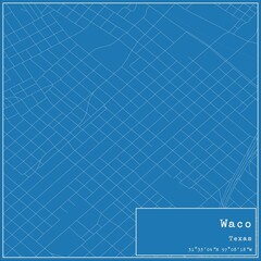 Blueprint US city map of Waco, Texas.