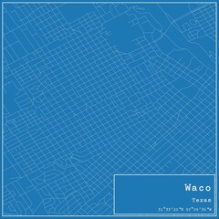 Blueprint US city map of Waco, Texas.
