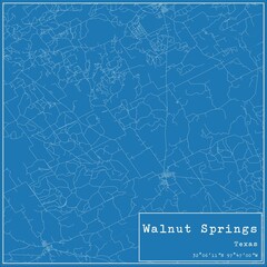 Blueprint US city map of Walnut Springs, Texas.
