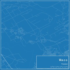 Blueprint US city map of Waco, Texas.