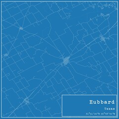 Blueprint US city map of Hubbard, Texas.