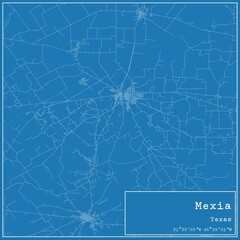 Blueprint US city map of Mexia, Texas.