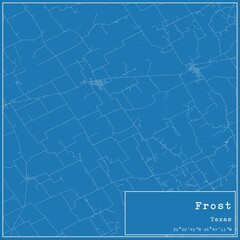Blueprint US city map of Frost, Texas.