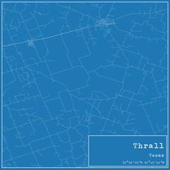 Blueprint US city map of Thrall, Texas.