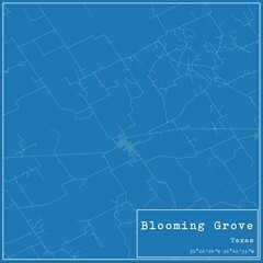 Blueprint US city map of Blooming Grove, Texas.