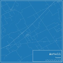 Blueprint US city map of Axtell, Texas.