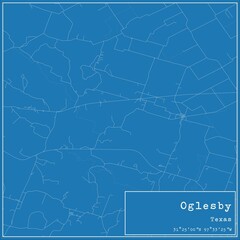 Blueprint US city map of Oglesby, Texas.