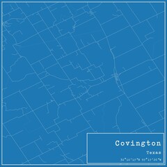Blueprint US city map of Covington, Texas.