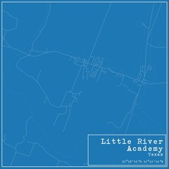 Blueprint US city map of Little River Academy, Texas.