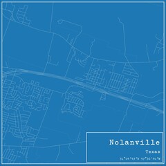Blueprint US city map of Nolanville, Texas.