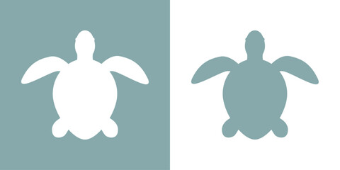Icono vida marina. Silueta aislada de tortuga marina