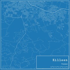 Fototapeta premium Blueprint US city map of Killeen, Texas.